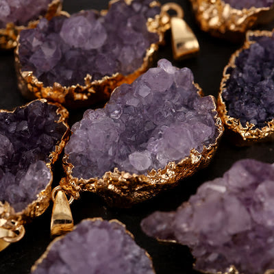 Olivenorma Gold Amethyst Natur-Edelstein-Halskette