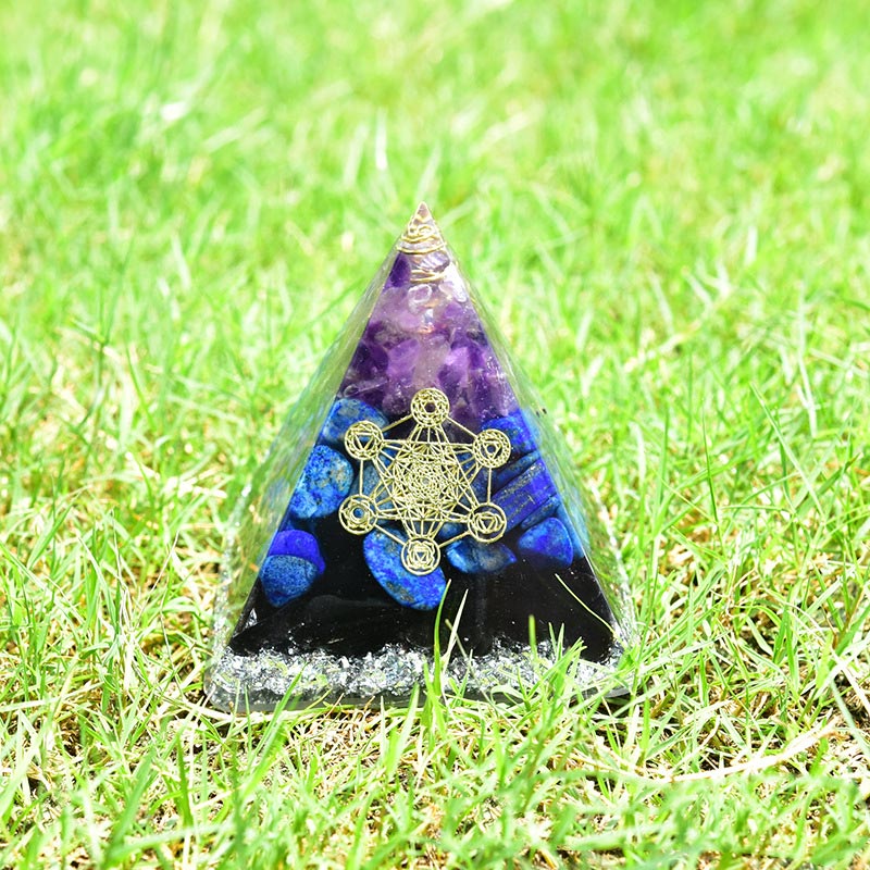 Olivenorma Amethyst Lapislazuli Schwarzer Turmalin Metatrons Würfels Amulett Orgon Pyramide