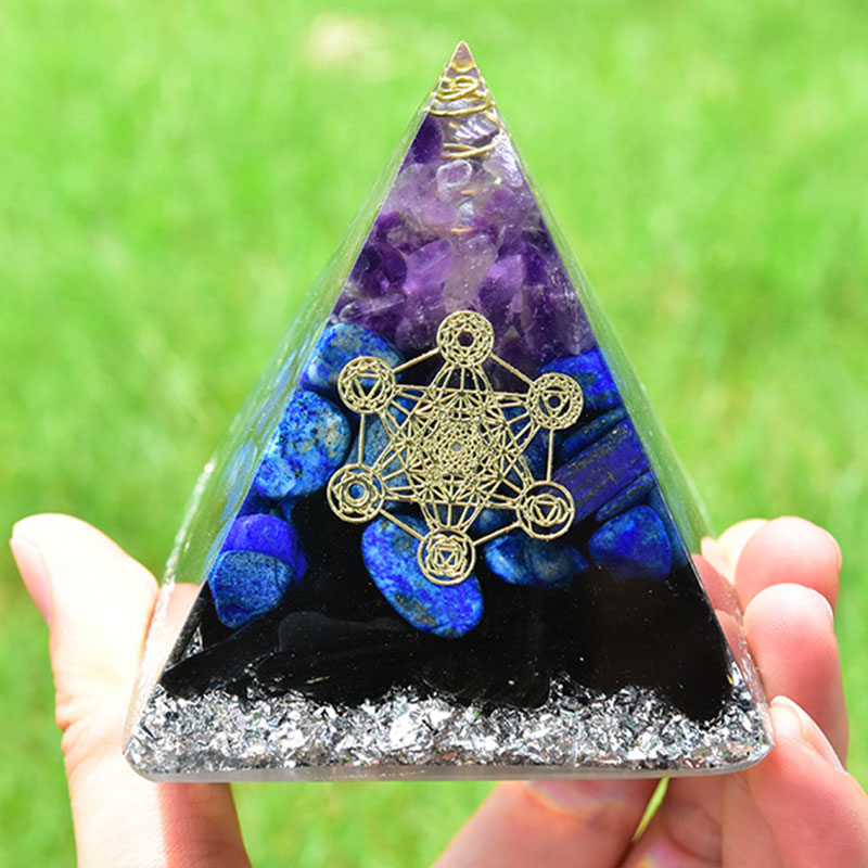 Olivenorma Amethyst Lapislazuli Schwarzer Turmalin Metatrons Würfels Amulett Orgon Pyramide