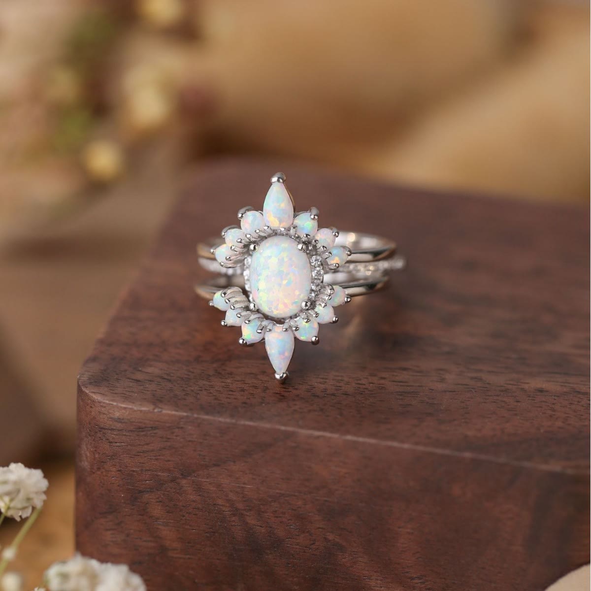 Olivenorma Ovaler Opal Sterling Silber S925 Mehrschichtiger Ring 