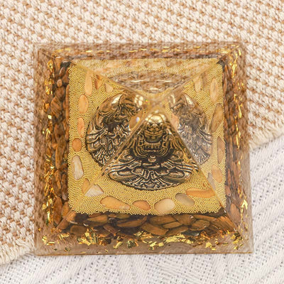 (30 % Rabatt auf Räumungsverkäufe / CODE: OFF30) - Olivenorma Buddha mit Tigerauge Schutz Orgon-Pyramide 