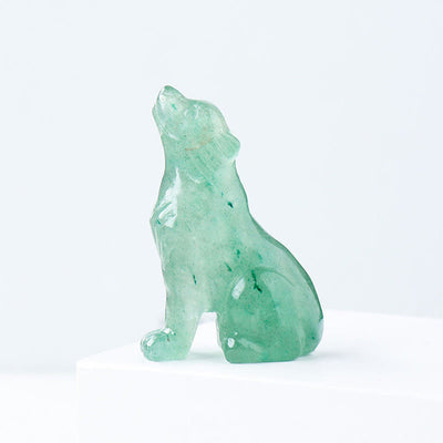 Olivenorma Naturkristall Kleiner Wolf Junge Edelstein-Dekoration