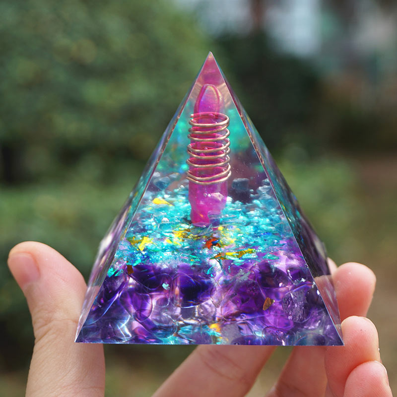 Olivenorma Amethyst Aquamarin Orgonpyramide 