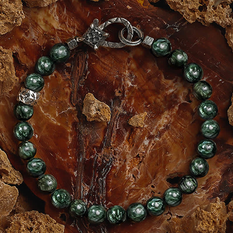 Olivenorma „Quiet“ Natur Seraphinite Perlen Armband 