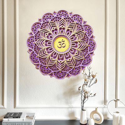 Olivenorma Lila Pink Om Hamsa Chakra 3D Wanddekoration