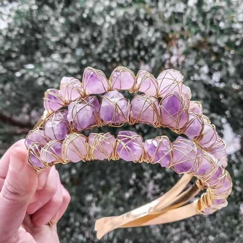 (Ausverkauf 30% RABATT / CODE: OFF30) - Olivenorma Handgefertigtes Haarschmuckstück Amethyst Crystal Crow