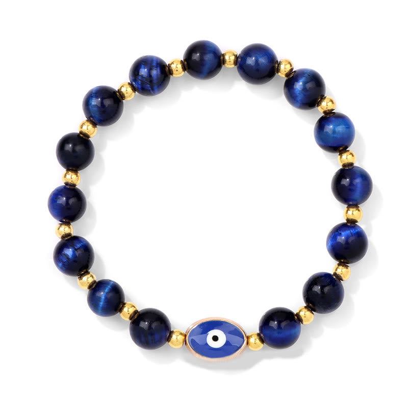 Olivenorma 8mm Blaues Tigerauge Böser Blick Armband