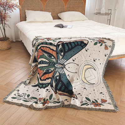 Olivenorma Butterfly Throw Gewebte Quasten-Decke