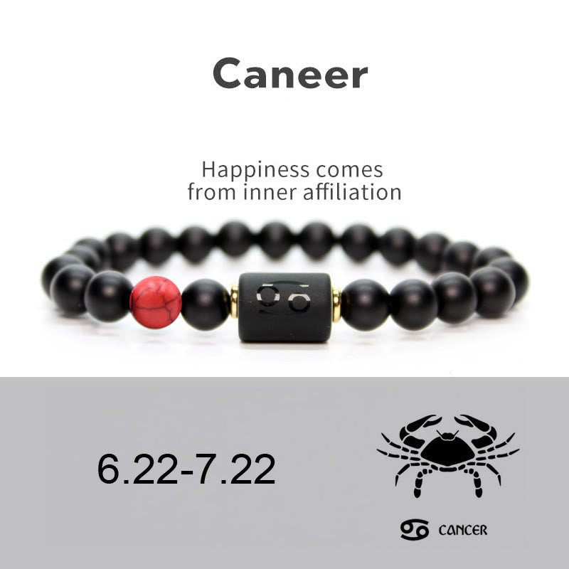 Olivenorma Natürliches Schwarzer Onyx Sternzeichen Armband für Männer 