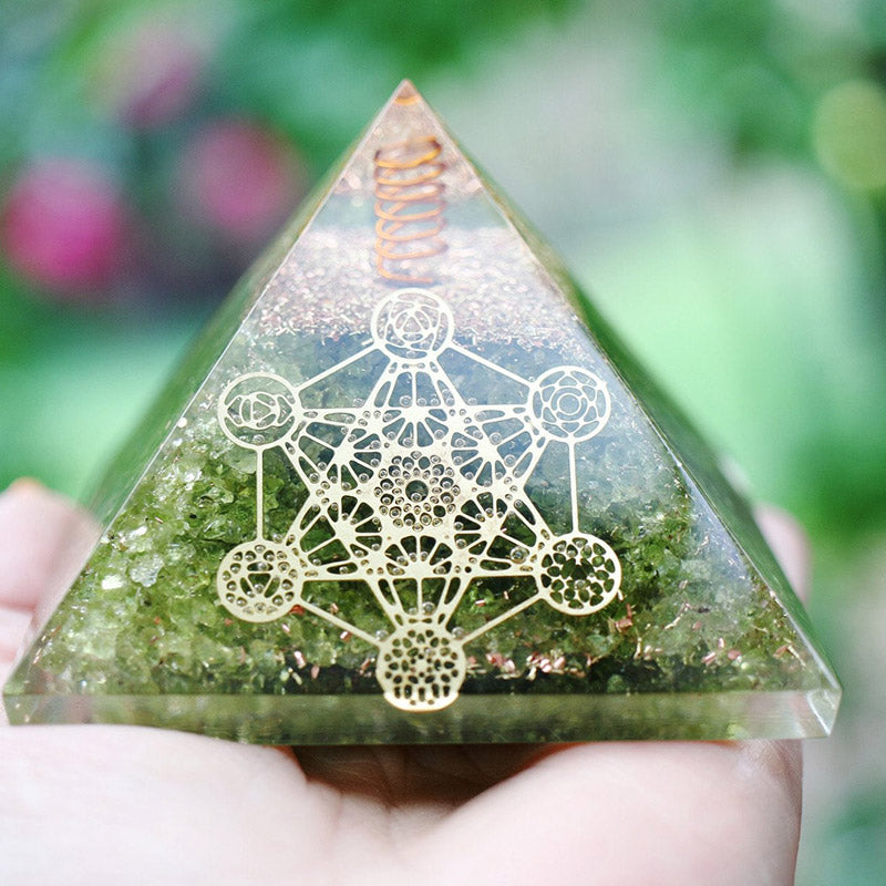 Olivenorma Peridot Metatron's Cube Orgon-Pyramide