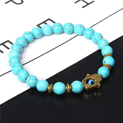 Olivenorma Evil Eye Hamsa 8mm Naturperlen Männer Armband 