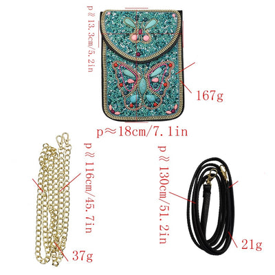 Olivenorma Boho Handytasche mit natürlichen Steinrisperlen