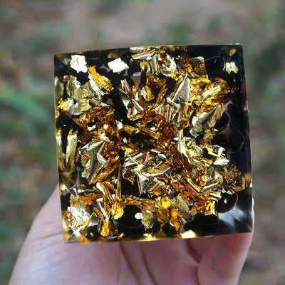 Olivenorma Tigerauge Kugel & Obsidian Schutz Orgon Pyramide