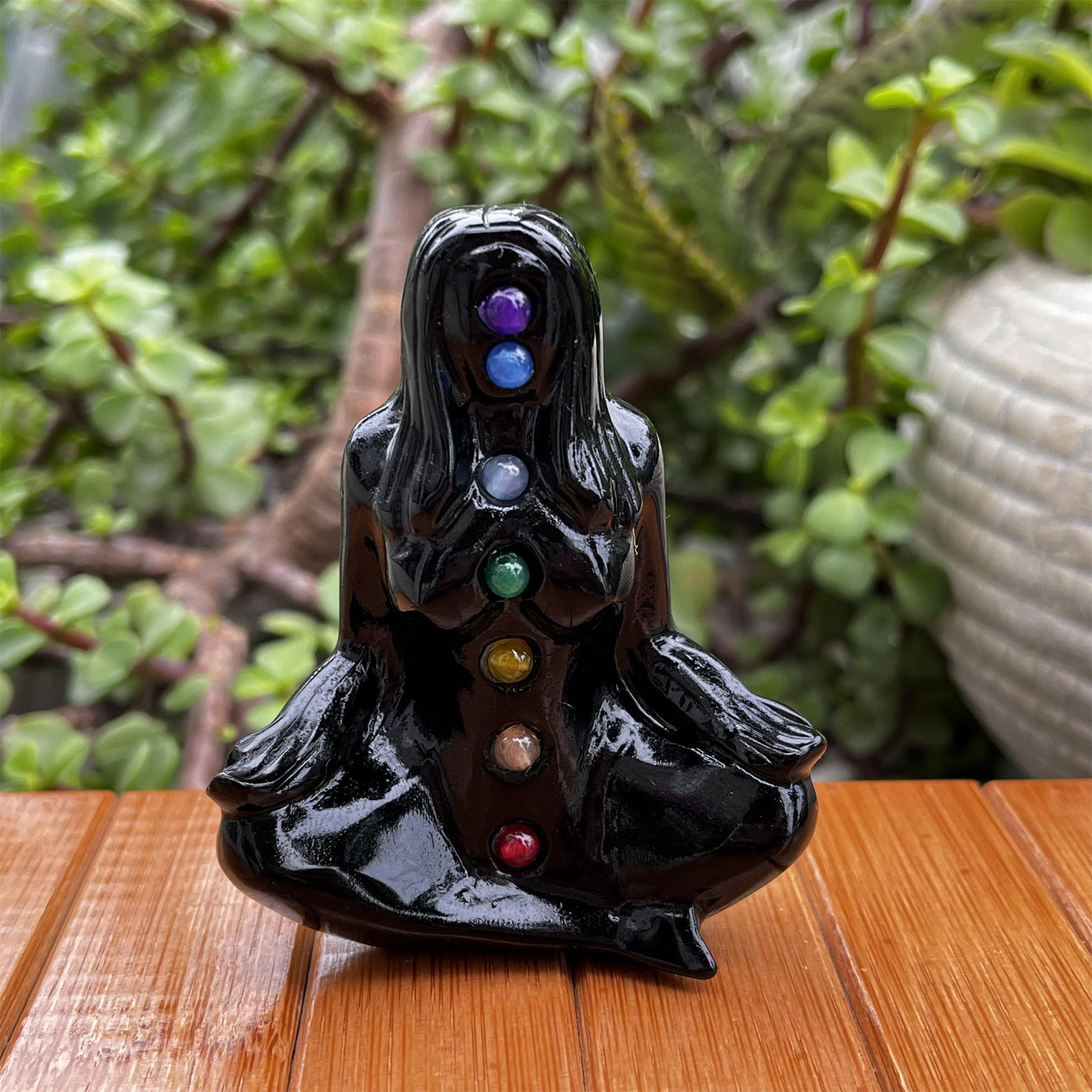 Olivenorma Obsidian Chakra Yoga Göttin Heidnische Edelsteindekoration