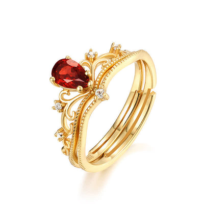 Olivenorma Granat Crown Modelling Verstellbarer Ring