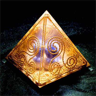 Olivenorma Triple Helix Cube - Altes ägyptisches Totem Amethyst Orgon Pyramide 