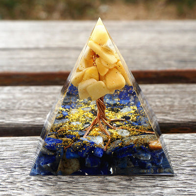 Olivenorma Gelber Aventurin Mit Lapis Lazuli Orgon Pyramide 