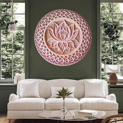 Olivenorma Pink Lotus Mandala 3D Gravur Wanddeko 