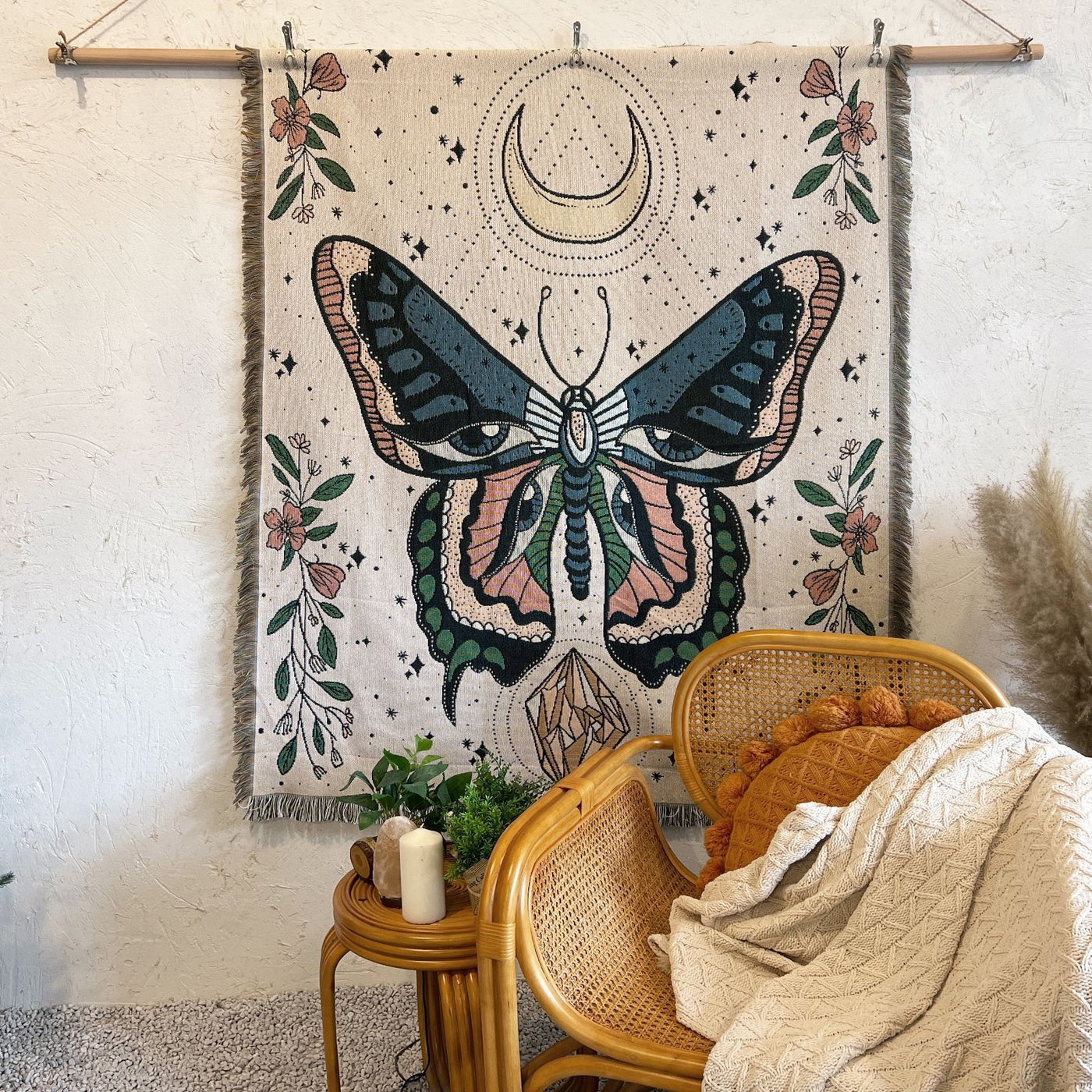 Olivenorma Butterfly Throw Gewebte Quasten-Decke