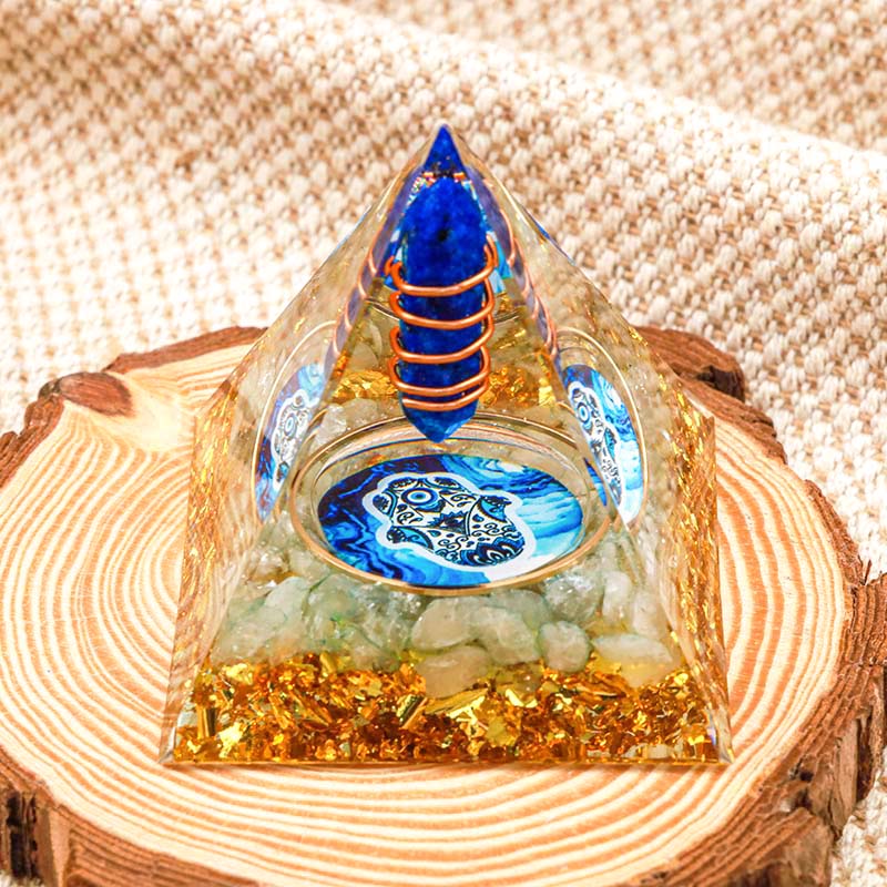 Olivenorma Lapis Lazuli Säule Hamsa Energie Orgon Pyramide