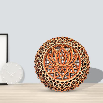 Olivenorma Lotus Mandala Holz 3D Gravur Wanddeko 