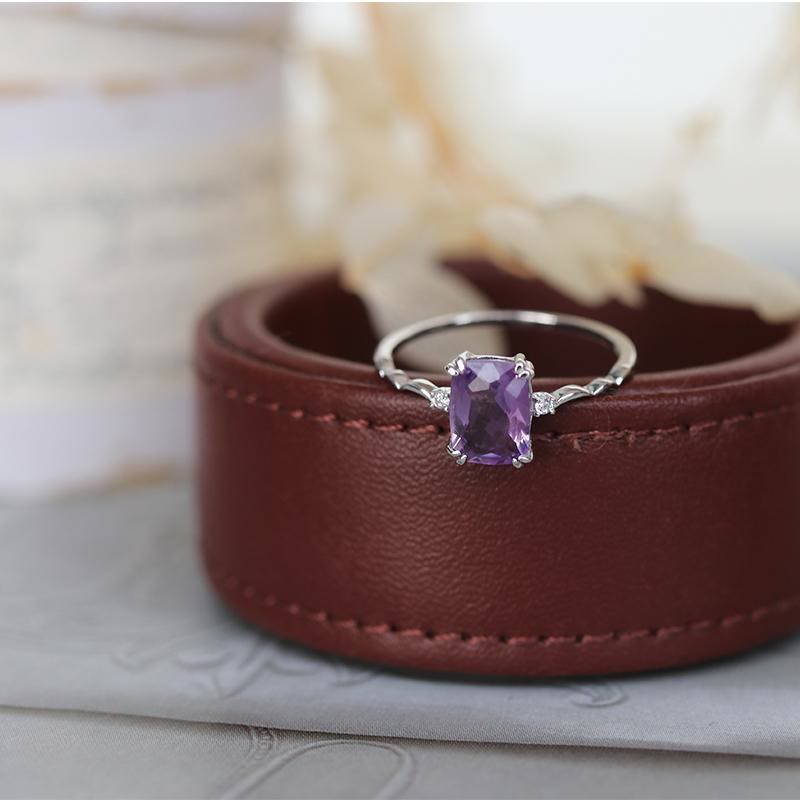 Olivenorma Amethyst Sugar Cube Wave Design Ring - Silber - 8 - image 7