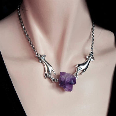 Amethyst Engel Hand Heilung Halskette