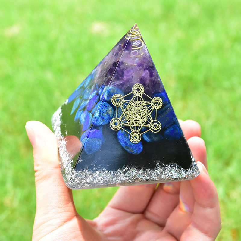 Olivenorma Amethyst Lapislazuli Schwarzer Turmalin Metatrons Würfels Amulett Orgon Pyramide