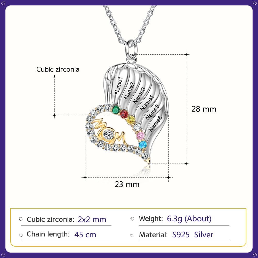 Olivenorma Mutters Geburtssteine ​​Halber Diamant Herz Halskette