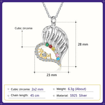 Olivenorma Mutters Geburtssteine ​​Halber Diamant Herz Halskette