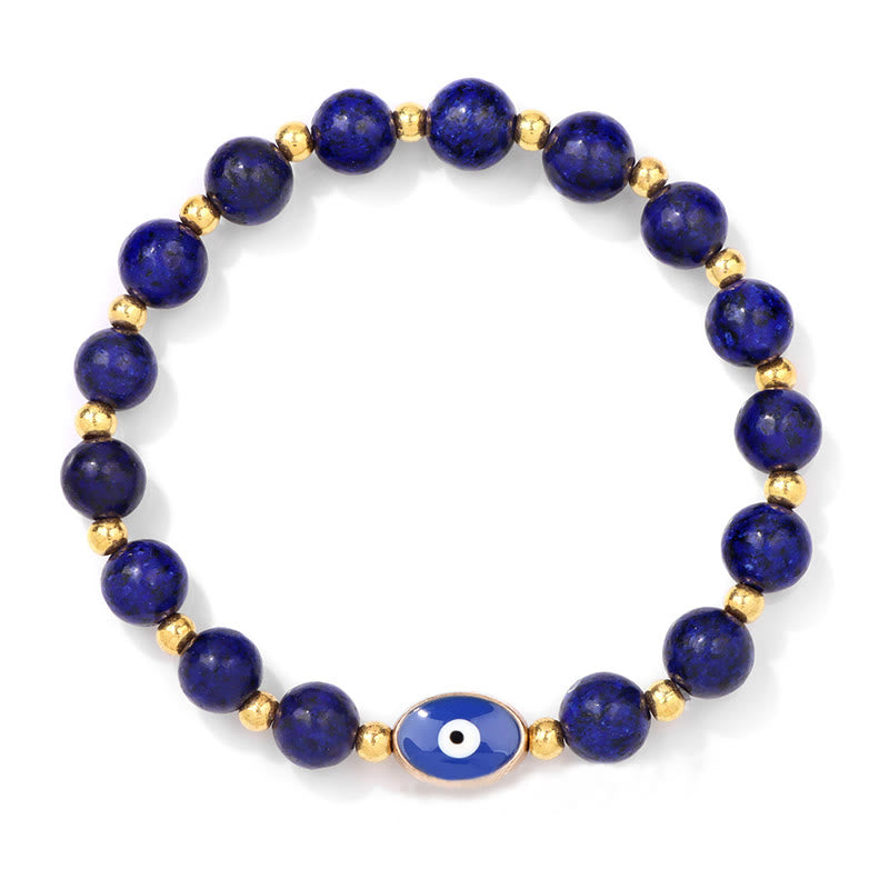 Olivenorma 8mm Blaues Tigerauge Böser Blick Armband