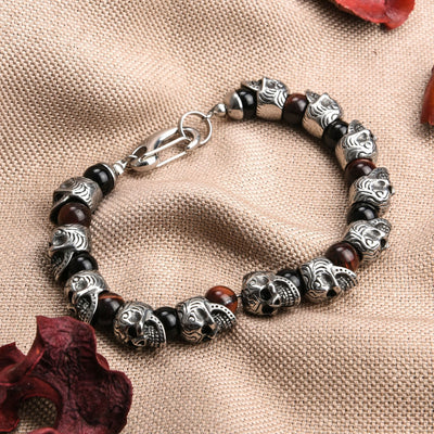 Olivenorma Armband aus natürlichem Tigerauge, handgefertigt, Edelstahl