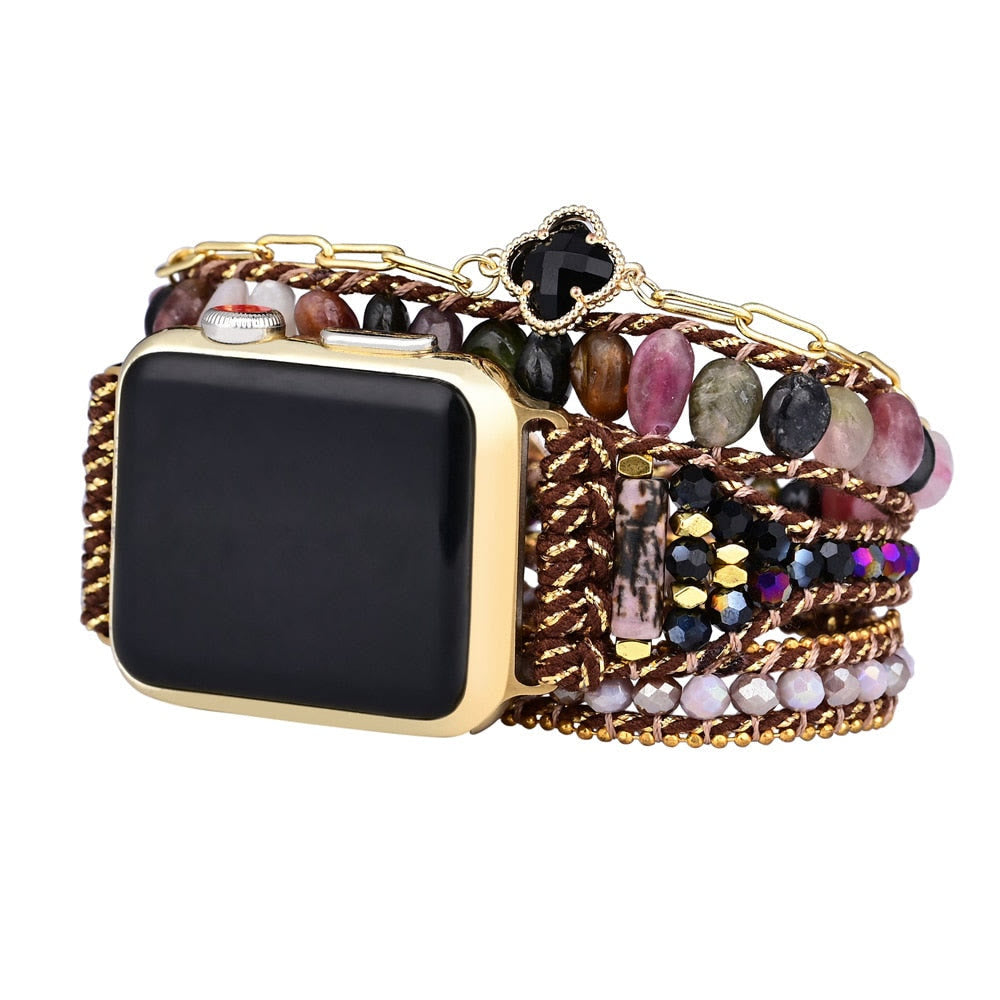 Olivenorma Strawberry Quartz Obsidian Apple Watch Armband Wickelarmband