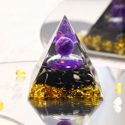 (30% Rabatt im Abverkauf / CODE: OFF30) - Olivenorma Yin und Yang Obsidian Orgone Pyramide