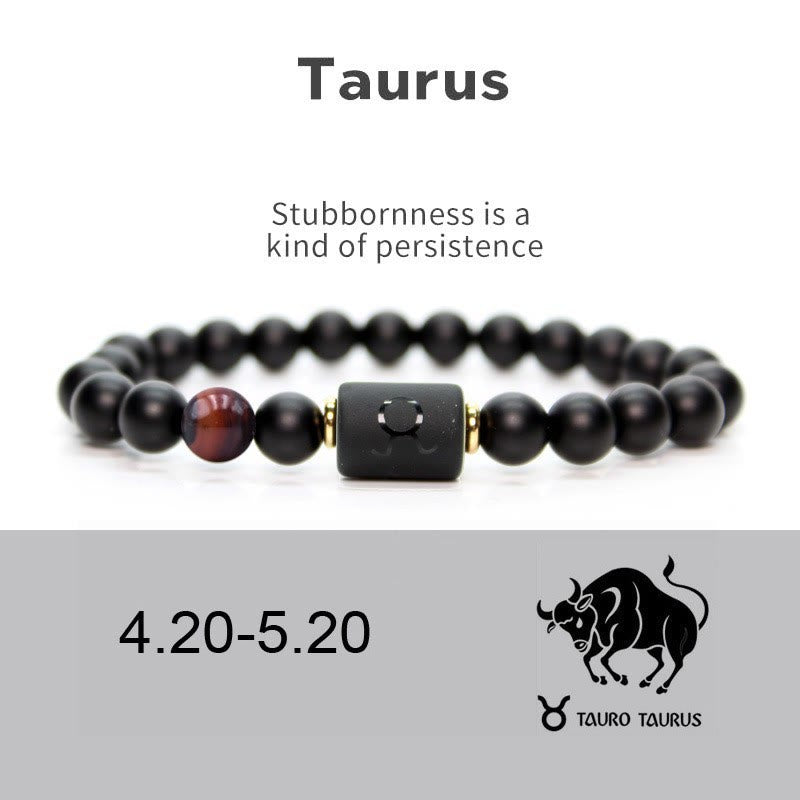 Olivenorma Natürliches Schwarzer Onyx Sternzeichen Armband für Männer 