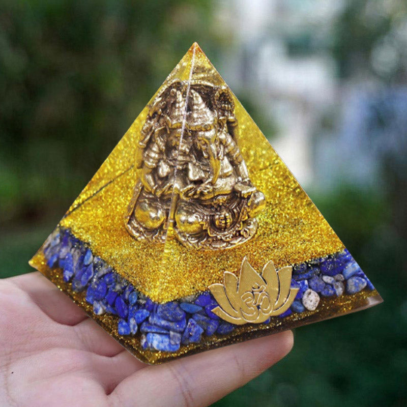 Olivenorma Lapis Lazuli mit Elefantensymbol Orgon-Pyramide 