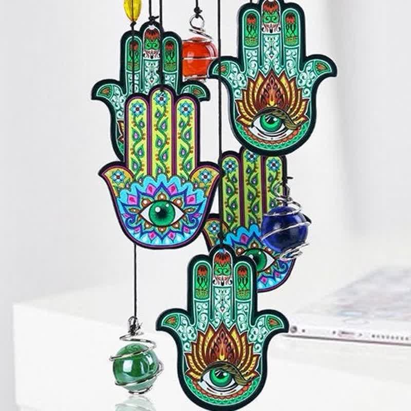 Olivenorma Hamsa Hand Evil Eye Metal Windspiel