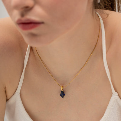 Olivenorma Rosenquarz Lapis Lazuli Türkis Diamant Anhänger Halskette