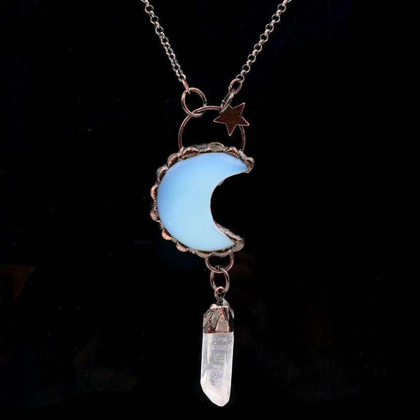 Olivenorma Kristall Mond Stern Edelstein Anhängerkette - Opalit & Bergkristall - image 15