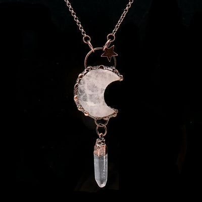 Olivenorma Kristall Mond Stern Edelstein Anhängerkette - Klarer Kristall und klarer Quarz - image 7