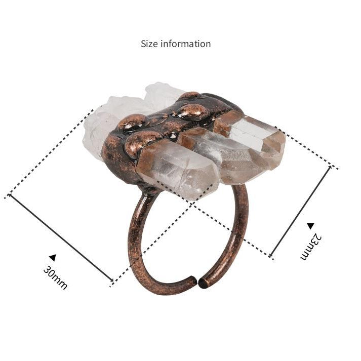 Olivenorma Natürlicher Dreifacher Klarer Quarz Verstellbarer Ring