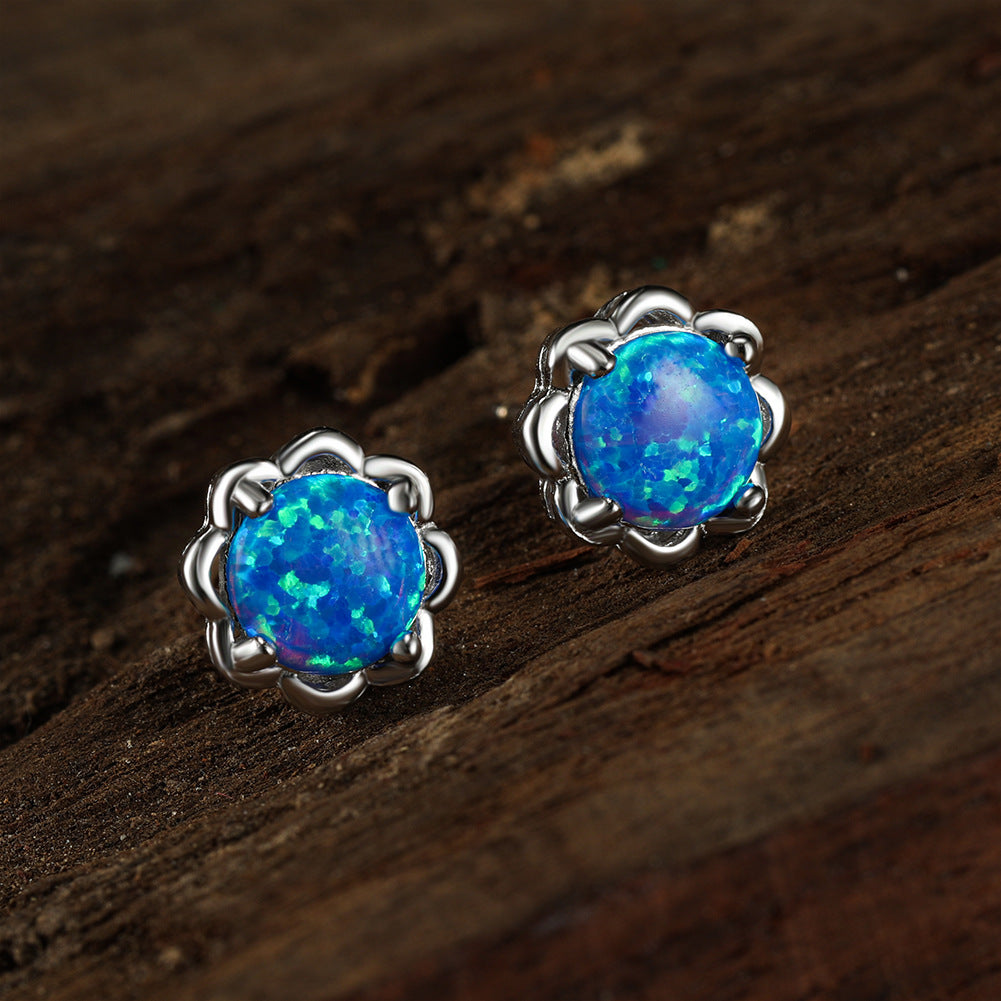 Olivenorma Vier-Krallen-Opal-Luxus-Ohrringe - Blauer Opal - image 0