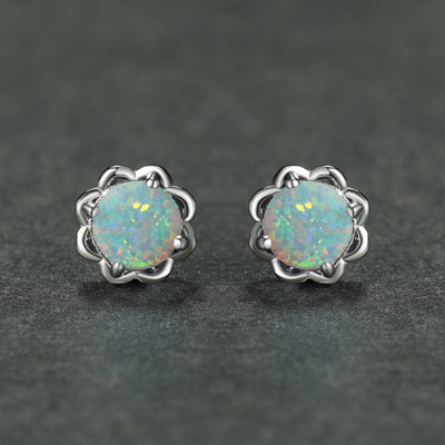 Olivenorma Vier-Krallen-Opal-Luxus-Ohrringe - Weißer Opal - image 6