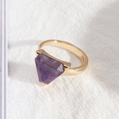 Olivenorma Dreieck Grün-Aventurin-Amethyst-Ring