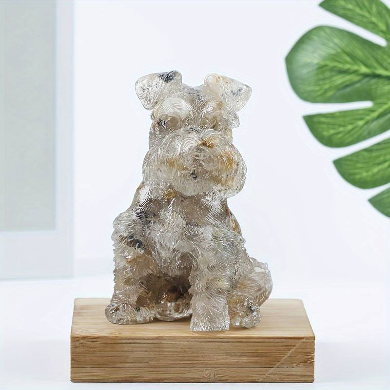 Olivenorma Kristallharz Schnauzer Hund Ornament Edelsteindekoration 