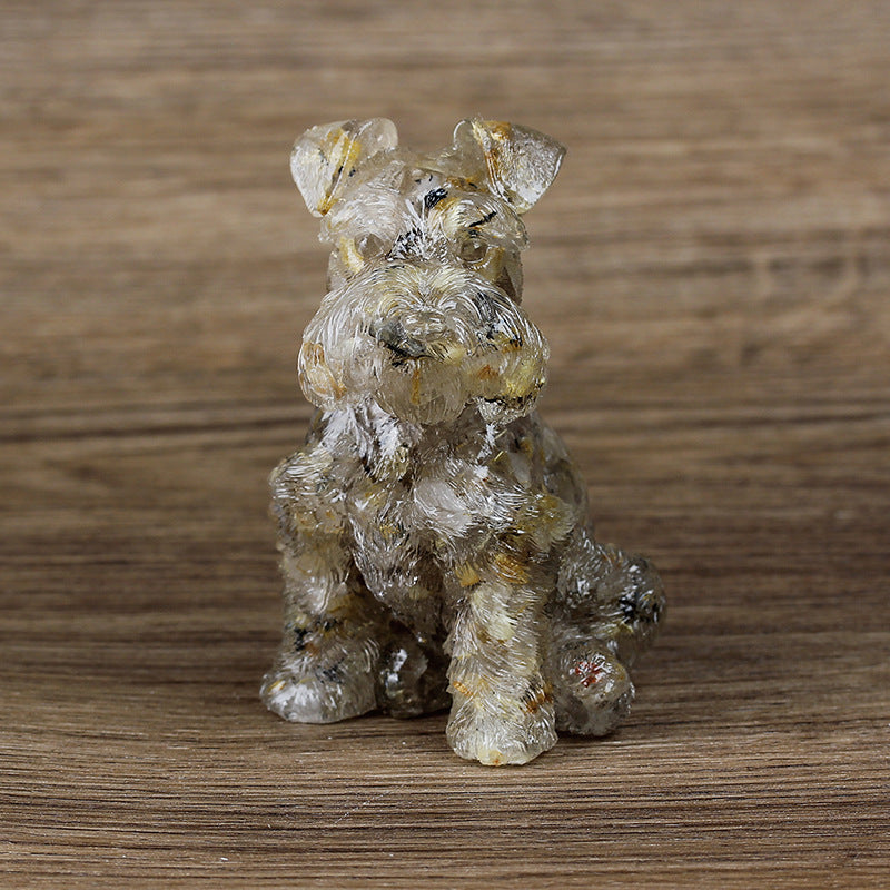 Olivenorma Crystal Resin Schnauzer Dog Ornament Edelsteindekoration