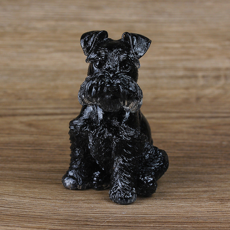 Olivenorma Kristallharz Schnauzer Hund Ornament Edelsteindekoration 