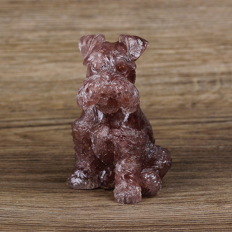 Olivenorma Kristallharz Schnauzer Hund Ornament Edelsteindekoration 