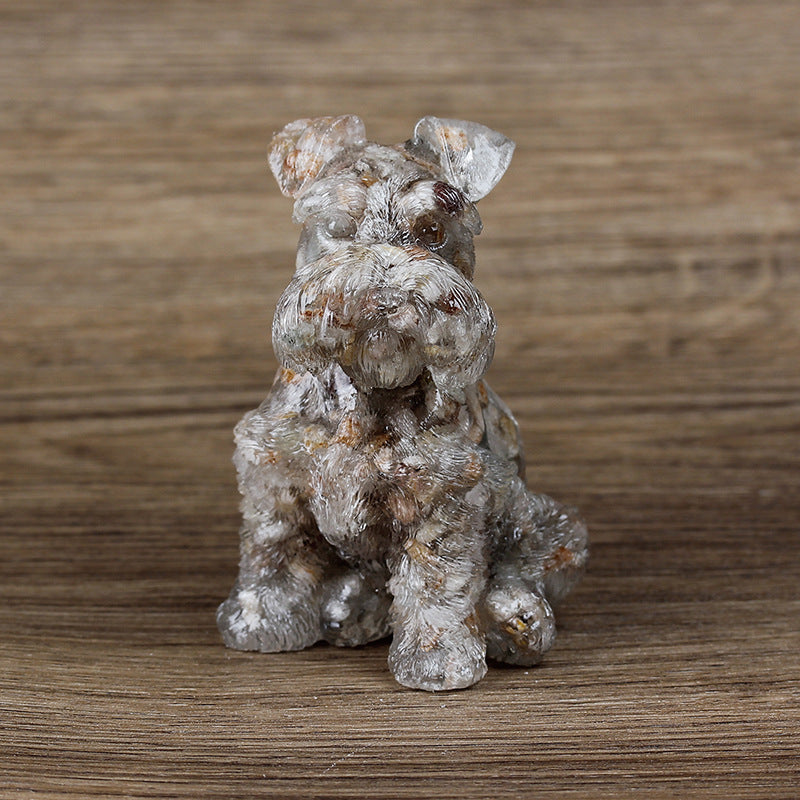 Olivenorma Crystal Resin Schnauzer Dog Ornament Edelsteindekoration