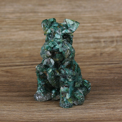 Olivenorma Kristallharz Schnauzer Hund Ornament Edelsteindekoration 